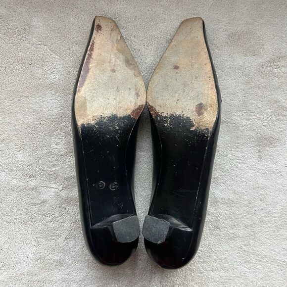 Stuart Weitzman Black Leather Front Lace Up Kitten Heel Pump Women 7 N Narrow - Picture 13 of 15